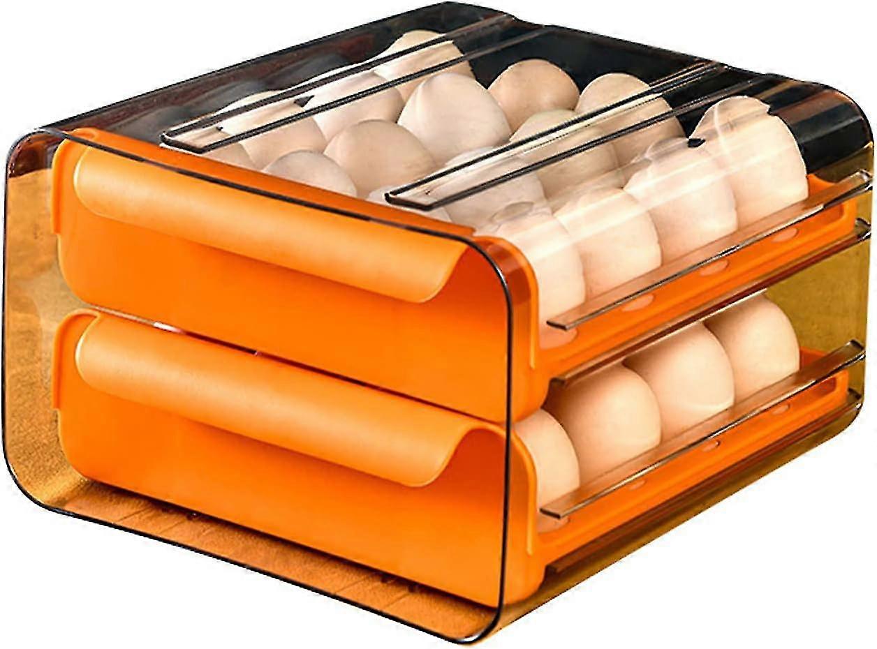 32 Compartment Refrigerator Food Storage Box Transparent Egg Storage Box Double Drawer Type