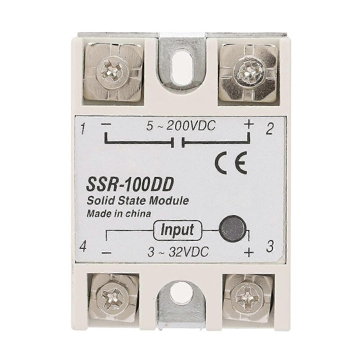 SSR-100DD Solid State Relay Module SSR DC Control, Input 3-32V DC for Automation Equipment Control, Industrial Control, Circuit Modification