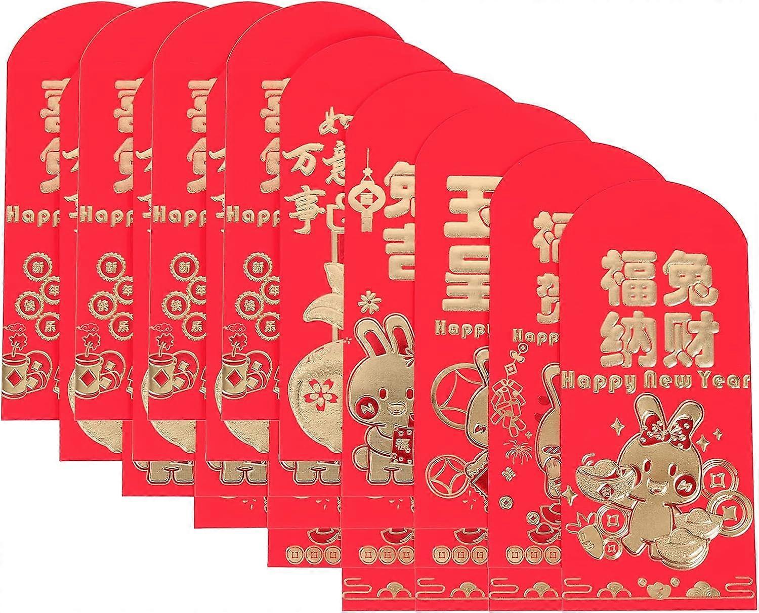 Japanese Gifts 24pcs Year of The Rabbit Hong Bao 2023 Chinese Red Envelopes 3D Bunny Lucky Money Pockets Chinese Lunar Red Packets for Chinese Spring