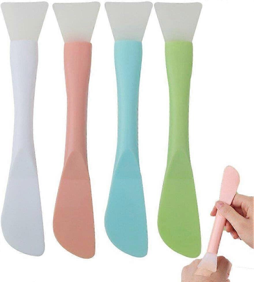 Siliconen gezichtsmasker applicator, 4 stuks herbruikbare dubbelzijdige gezichtsmaskerborstel, wasbare schoonheidsspatel comestic tools