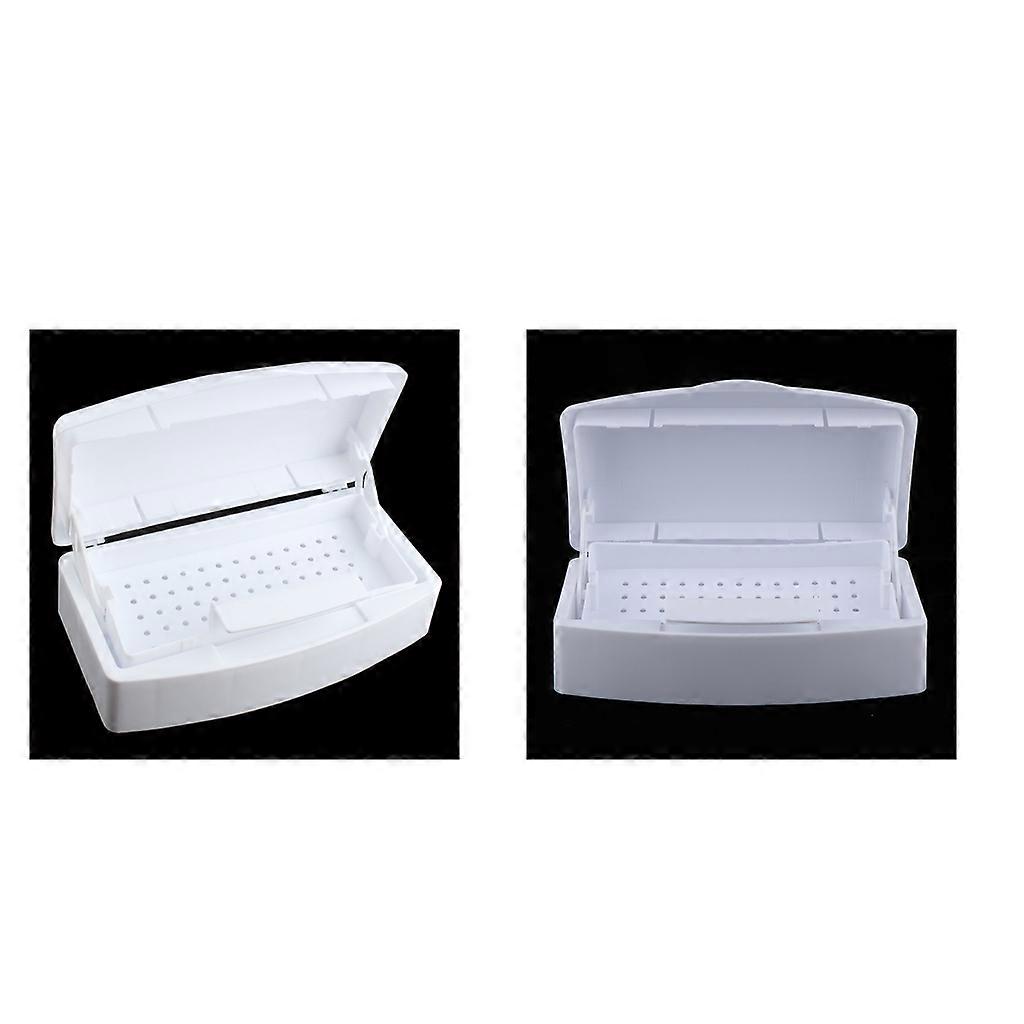 2xPlastic Nail Art Tool Clean Sterilizing Tray Box Implement Sterilizer Case