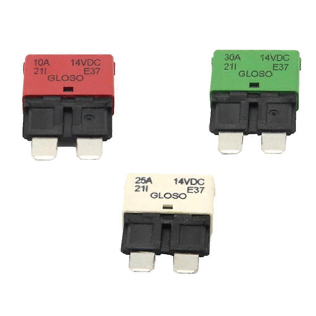 3Pack Blade Fuse Circuit Breaker Automatic Reset Marine 30A/25A/10A