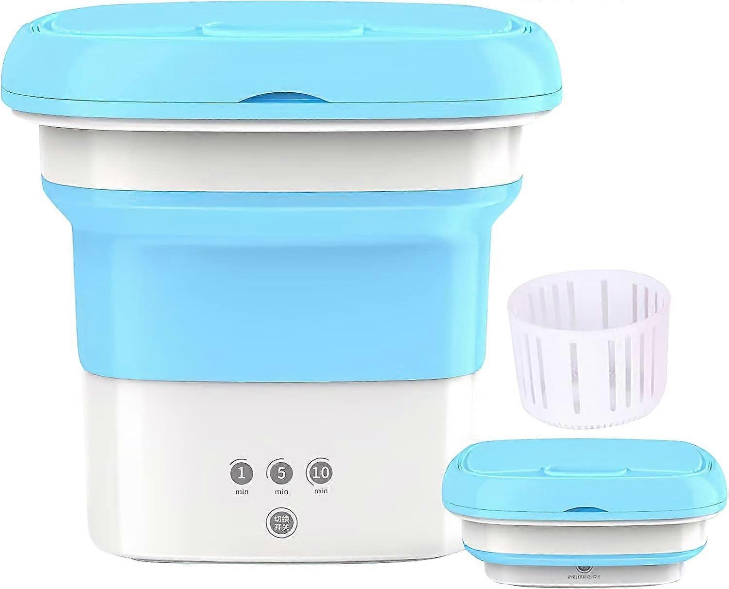 Portable Washing Machine Foldable Small Laundry Machine with Drain Basket Lightweight Washer