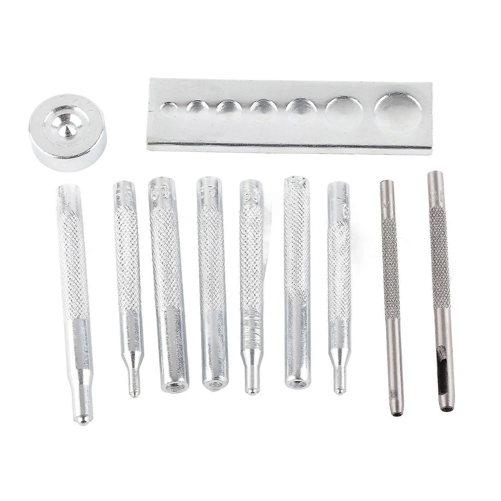 Leather Craft Snap Fastener Setting Kit with Hole Punches - Punch and Die Set (11pcs)