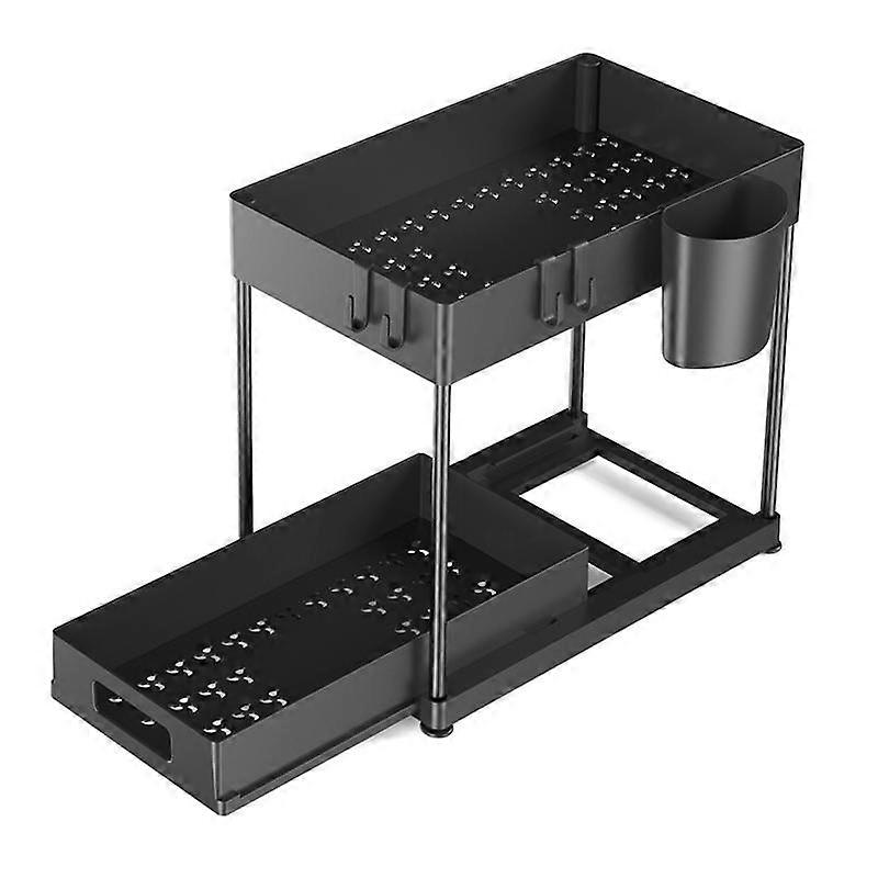 Kitchen Organizer Table Top Double-Layer Pull-Out Shelf Cabinet Pull-Out Sink Rack