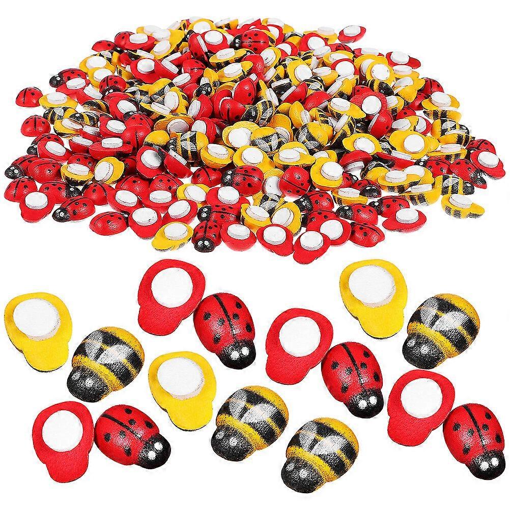 400pcs 미니 무당벌레 꿀벌 장식 자체 접착 목재 장식 공예품