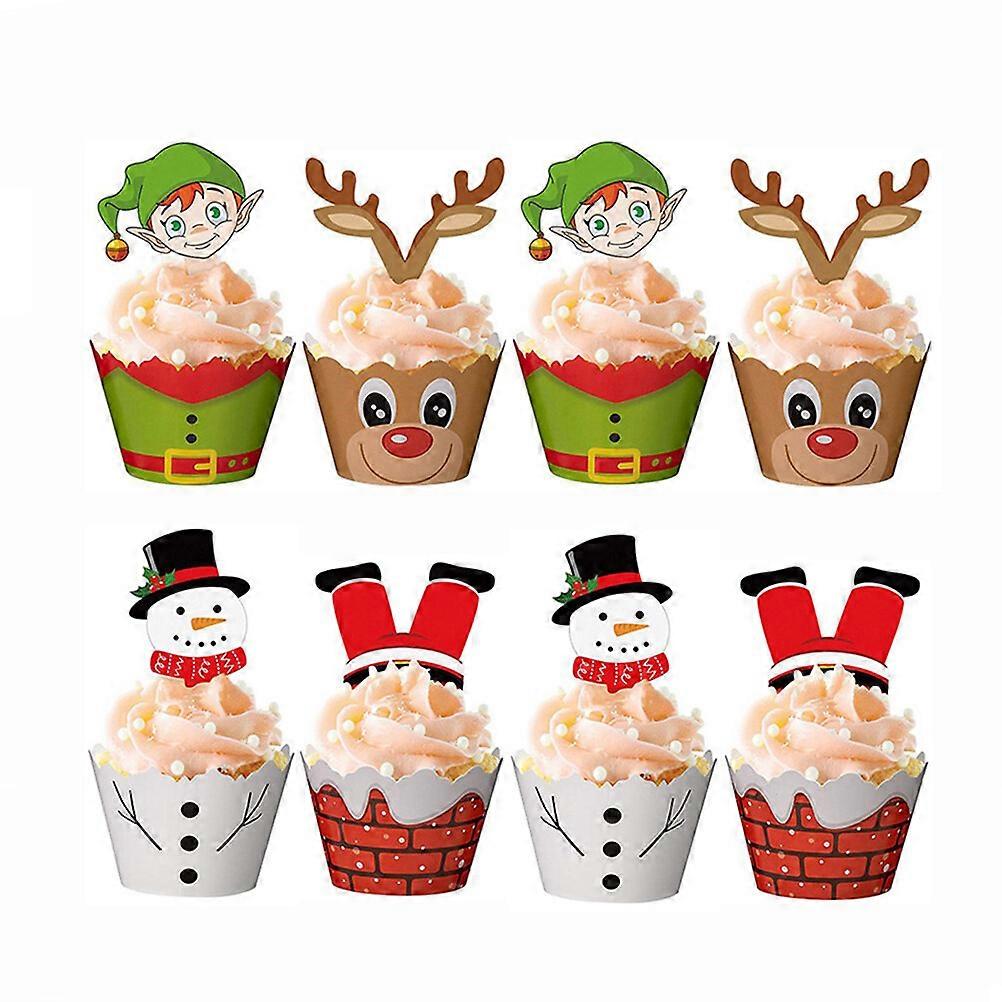 24 stk julepynt julekage topper jul cupcake wrappers jul cupcake topper julekage indpakning