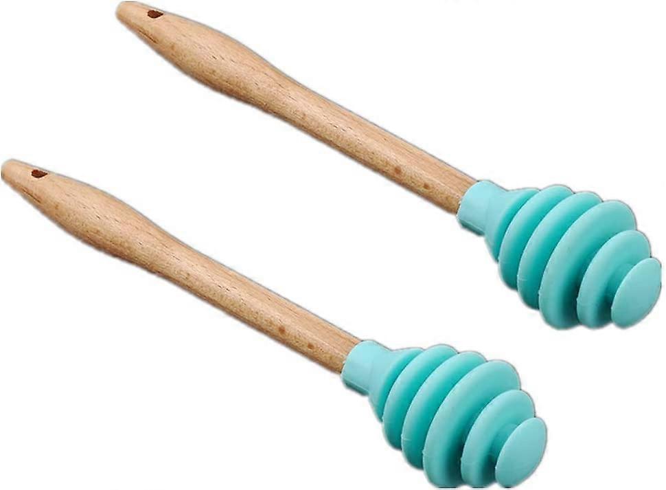 2 Pack Silicone Honey Dipper Spoon Drizzle Stick Honey Mixing Stirrer Dip Spiral Server Kitchen Gadget Tool (Random Color Delivery)