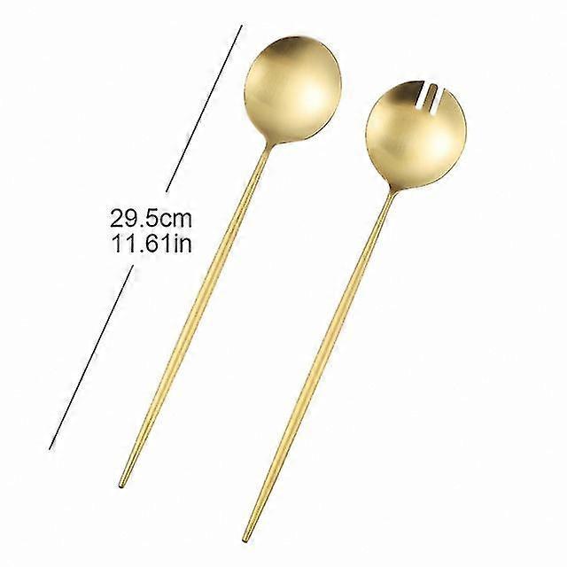 Serving Salad Spoon Fork 29.5cm 304 Stainless Steel Cutlery Set Tableware For Serving Scoop With Long Handle Cooking Server Fork