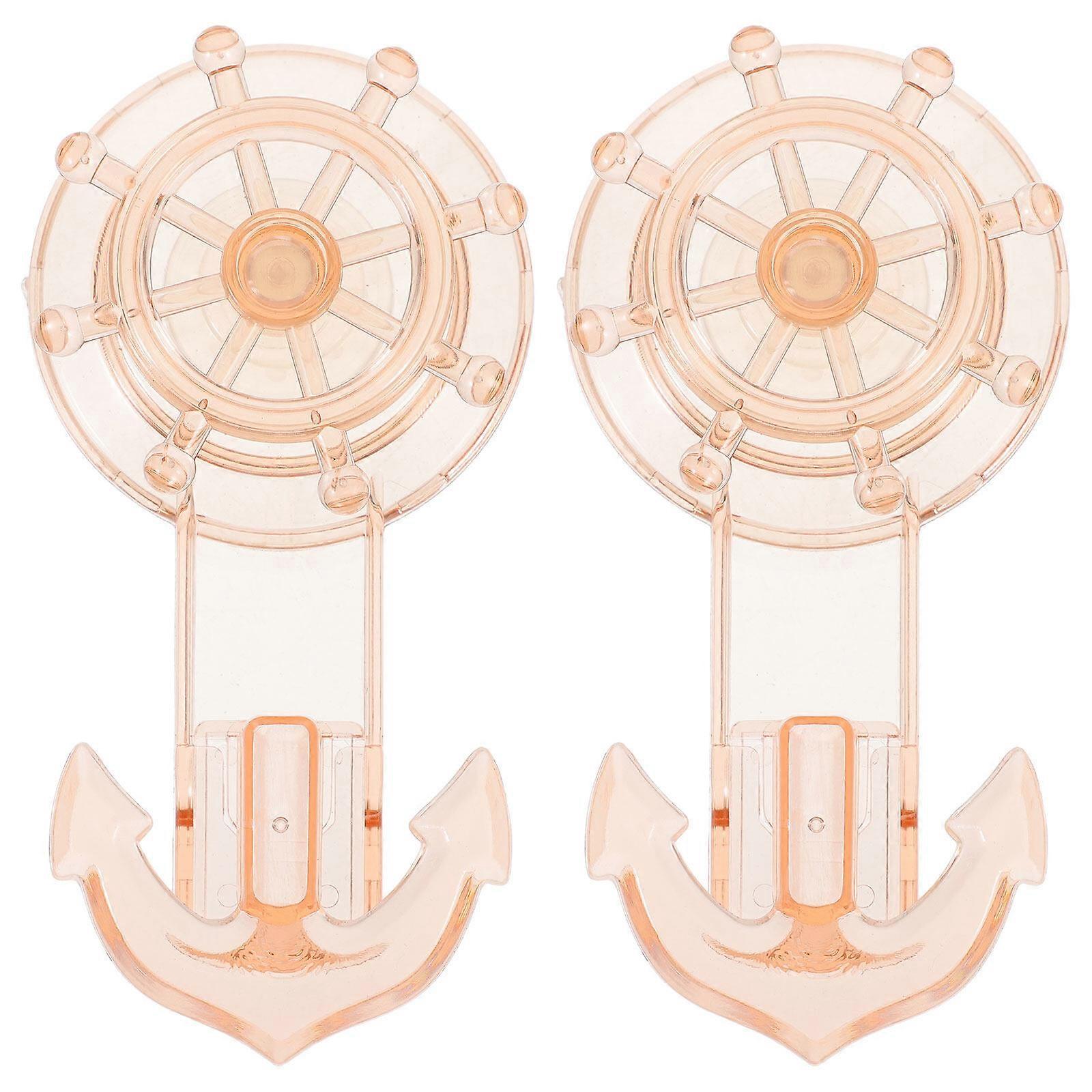 2pcs Rotary Suction Cup Hooks Anchor Rudder Traceless Bathroom Storage Hooks