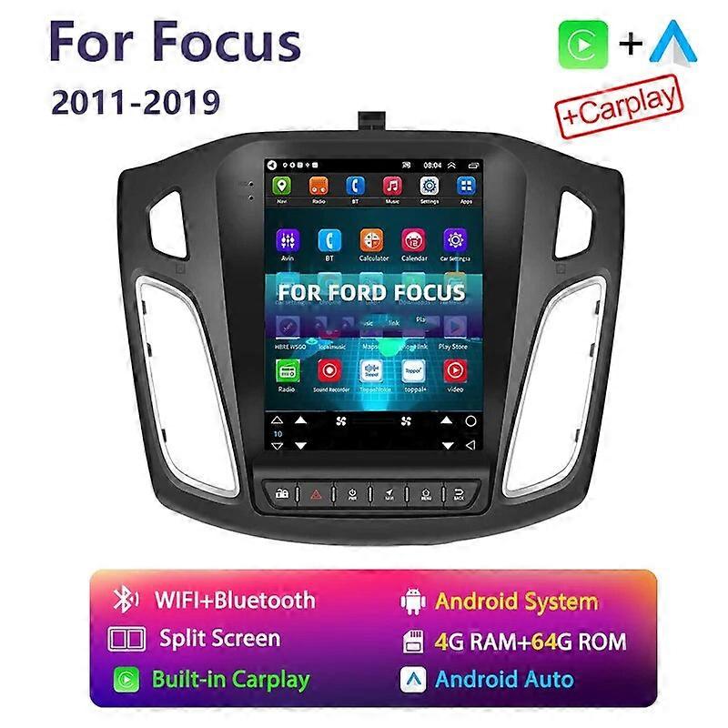 Android 12 Car Radio for Fort Focus 2011-2019 Tesla Style Multimedia Video Player Navigation Carplay Head Unit Speakers Stereo