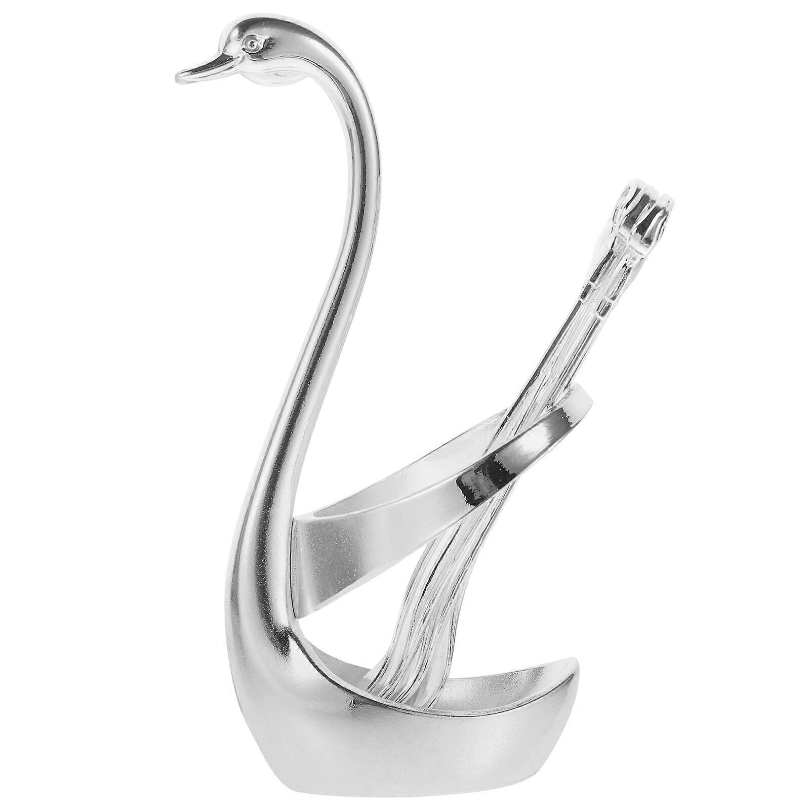 1 Set Swan-shaped Holder and Spoons Exquisite Fruit Spoons for Dining Table