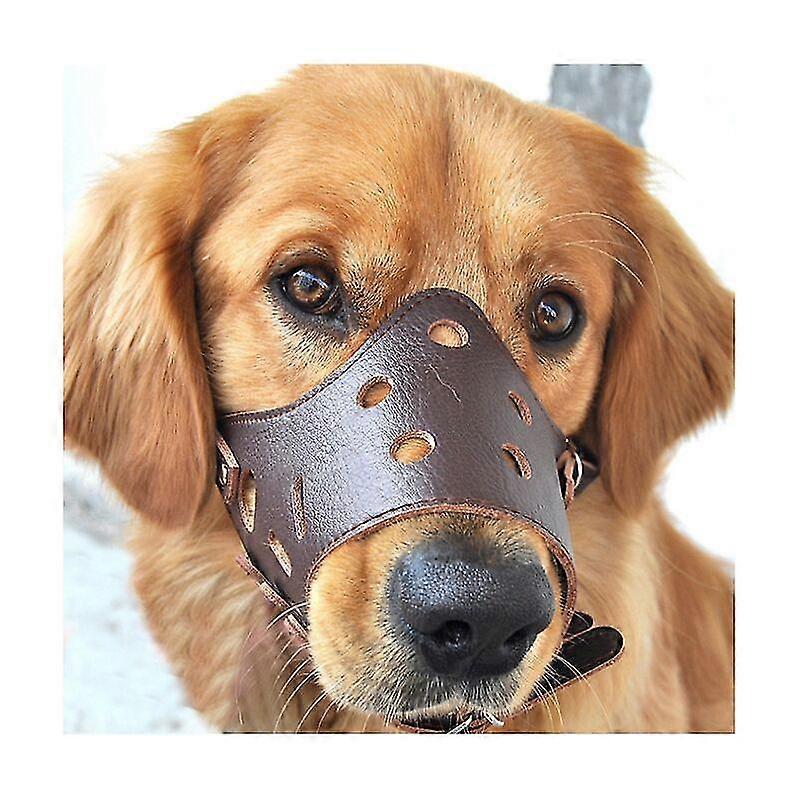 Dog Leather Anti Bark Muzzle for Large Medium Small Dogs M