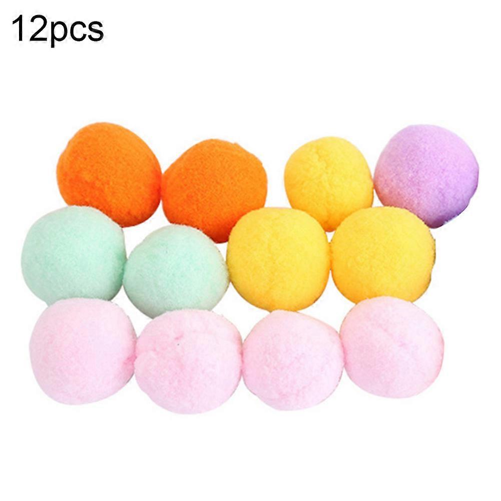 QingHai 12Pcs Pet Cat Kitten Soft Plush Ball Assorted Molar Play Scratch Interactive Toy