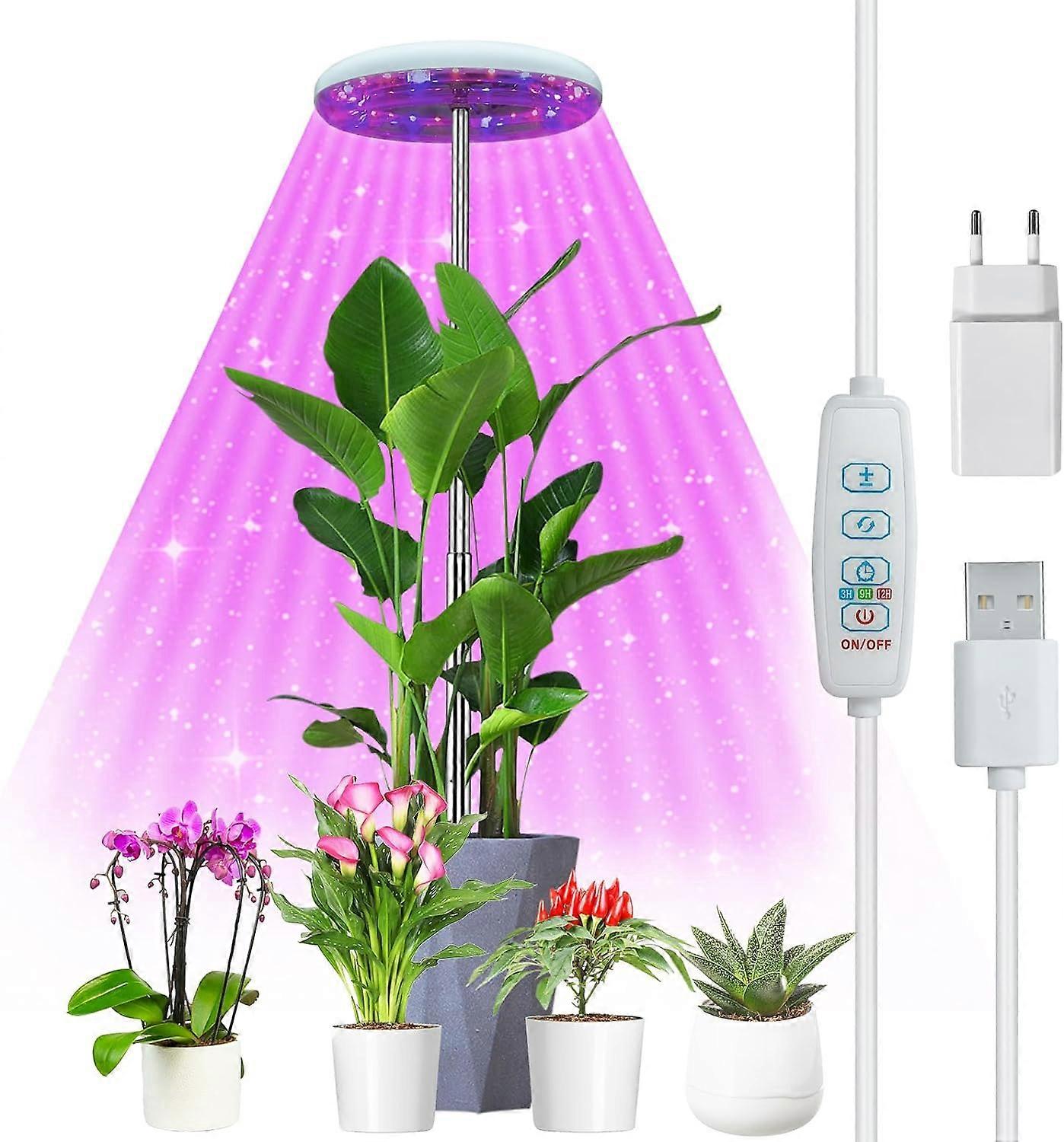 Plant lamp 72 LEDs plant light height adjustable 360 light range ring light head plant lamp LED full spectrum with timer 3 9 12 hours 3 light modes