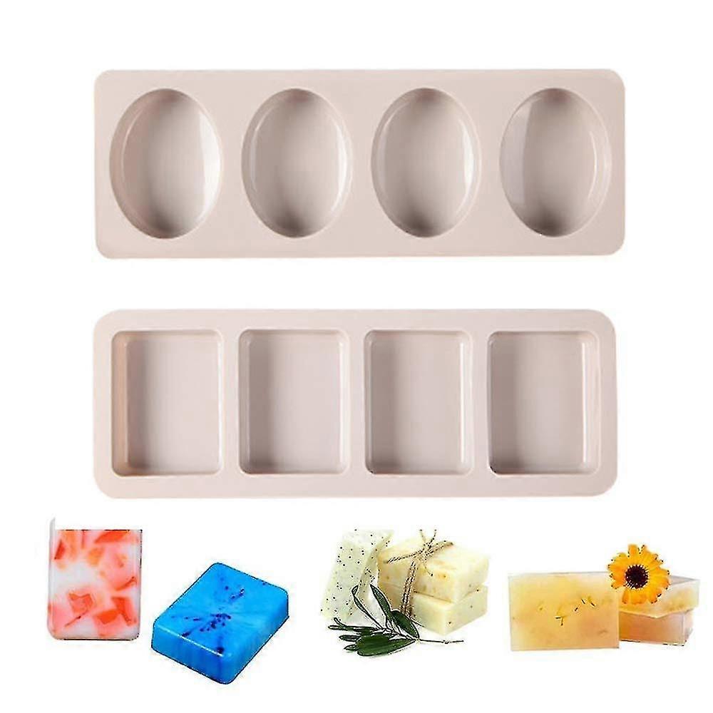 Soap Molds, 2 Pieces Silicone Soap Mold, Rectangular Soap Mold, Diy Soap Molds In Square Shape, 4 Cavities Diy Soap Molds, Diy Molds For Cake Biscuits