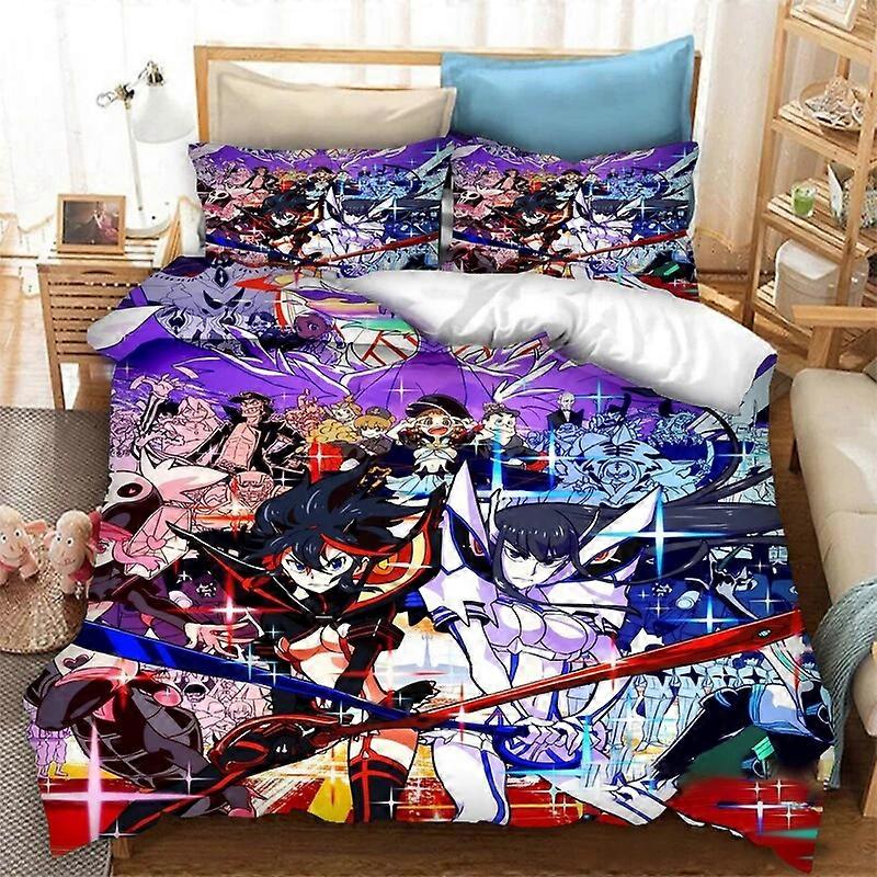 a2497 Lakan Anime Kill la Kill sängkläder set pojkar flickor påslakan örngott säng barn vuxen mode hem textil 3-delat sängkläder set (1 d