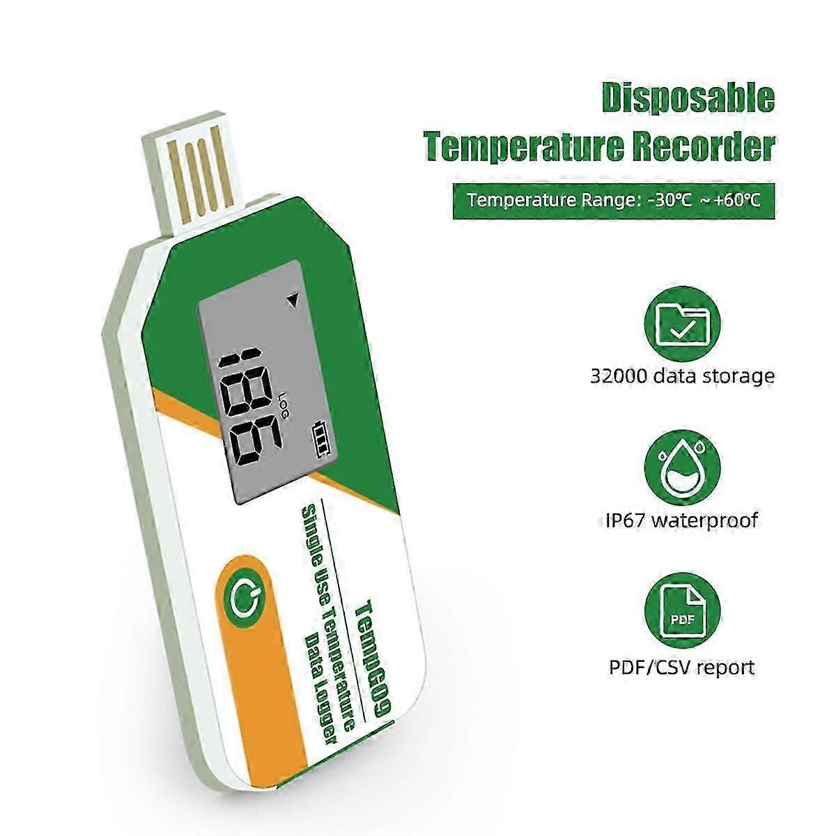 Digital Portable Miniature High Accuracy Data Logger Disposable Temperature Sensor For Cold Chain T