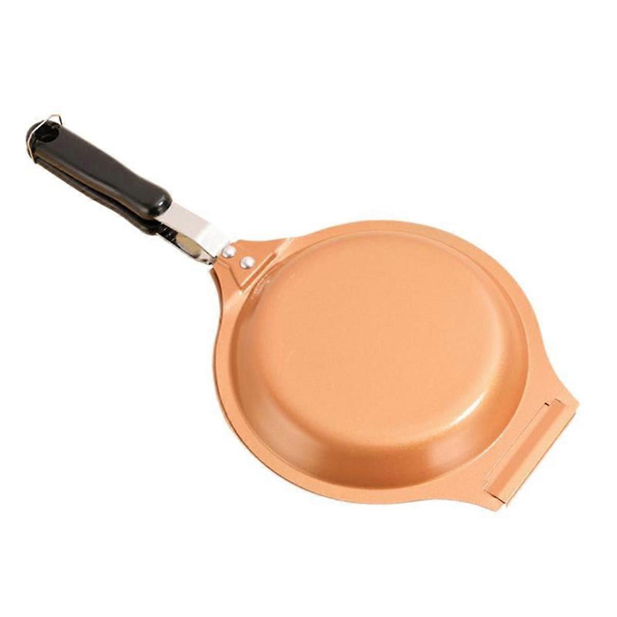 Non-Stick Frying Pan 19 cm Stainless Steel Double Omelette Pan Induction Cooker Pan for Home Campin