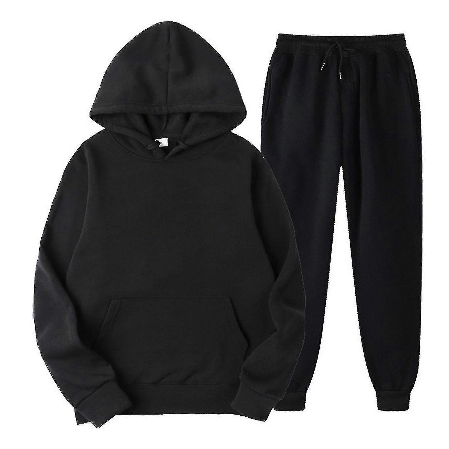 Sweatpant Set Jogger Sweatsuits Pullover Hooded Drawstring Tops For Running Walking Wear- S202412301
