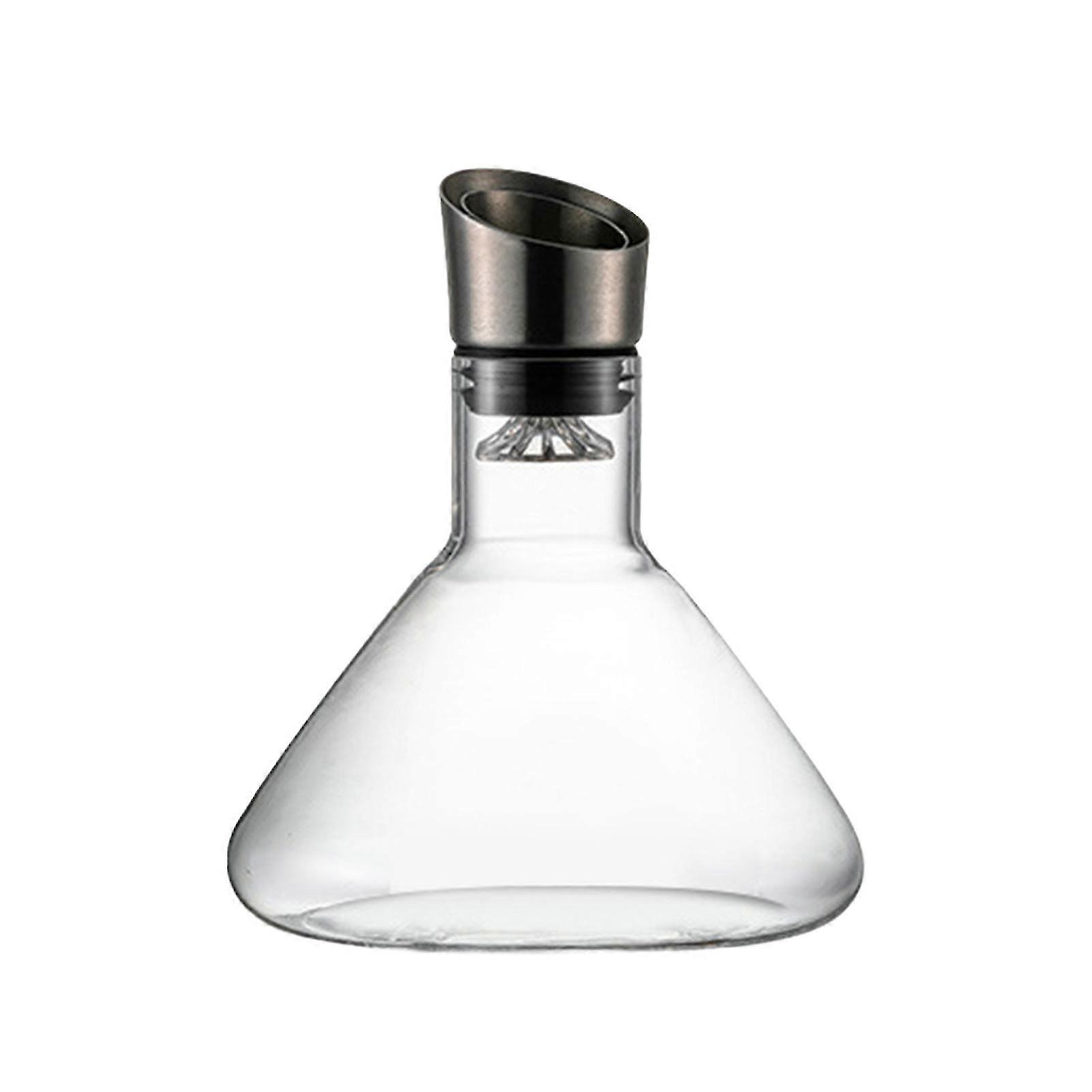 Glass Wine Decanter with Aerator Stainless Steel Filtration 12-Channel 1600ml Capacity Handcrafted Red Wine