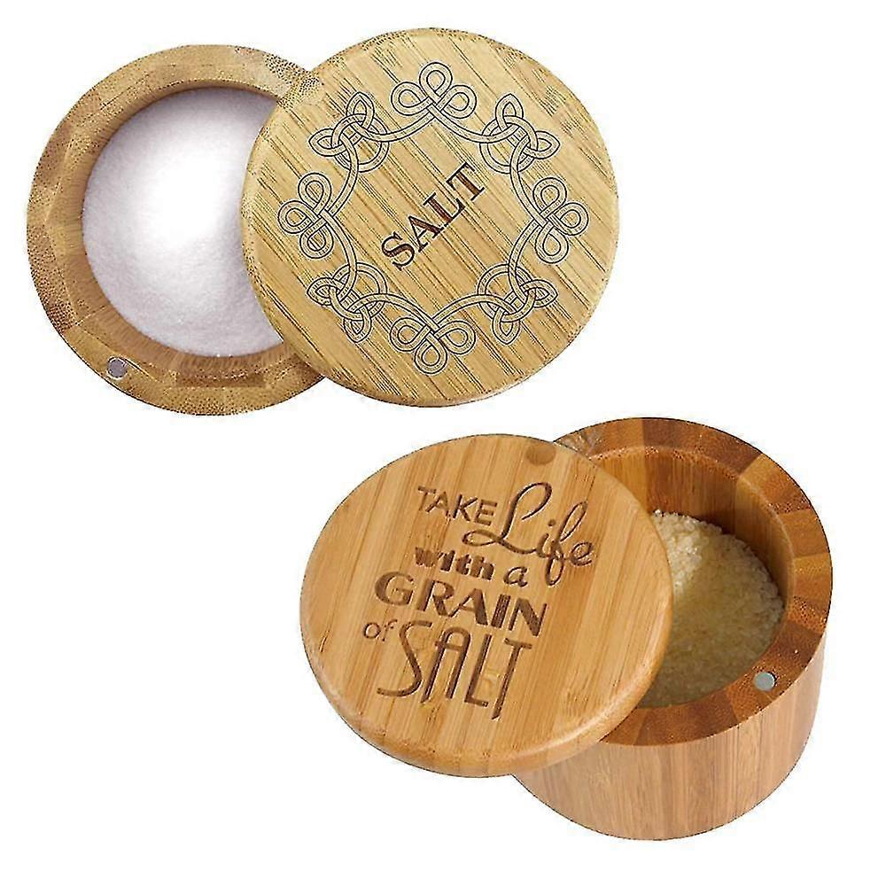 Salt Container With Lid, Salt Shaker, Cumin And Pepper l With Magnetic Swivel Lid(2 Pcs),5544
