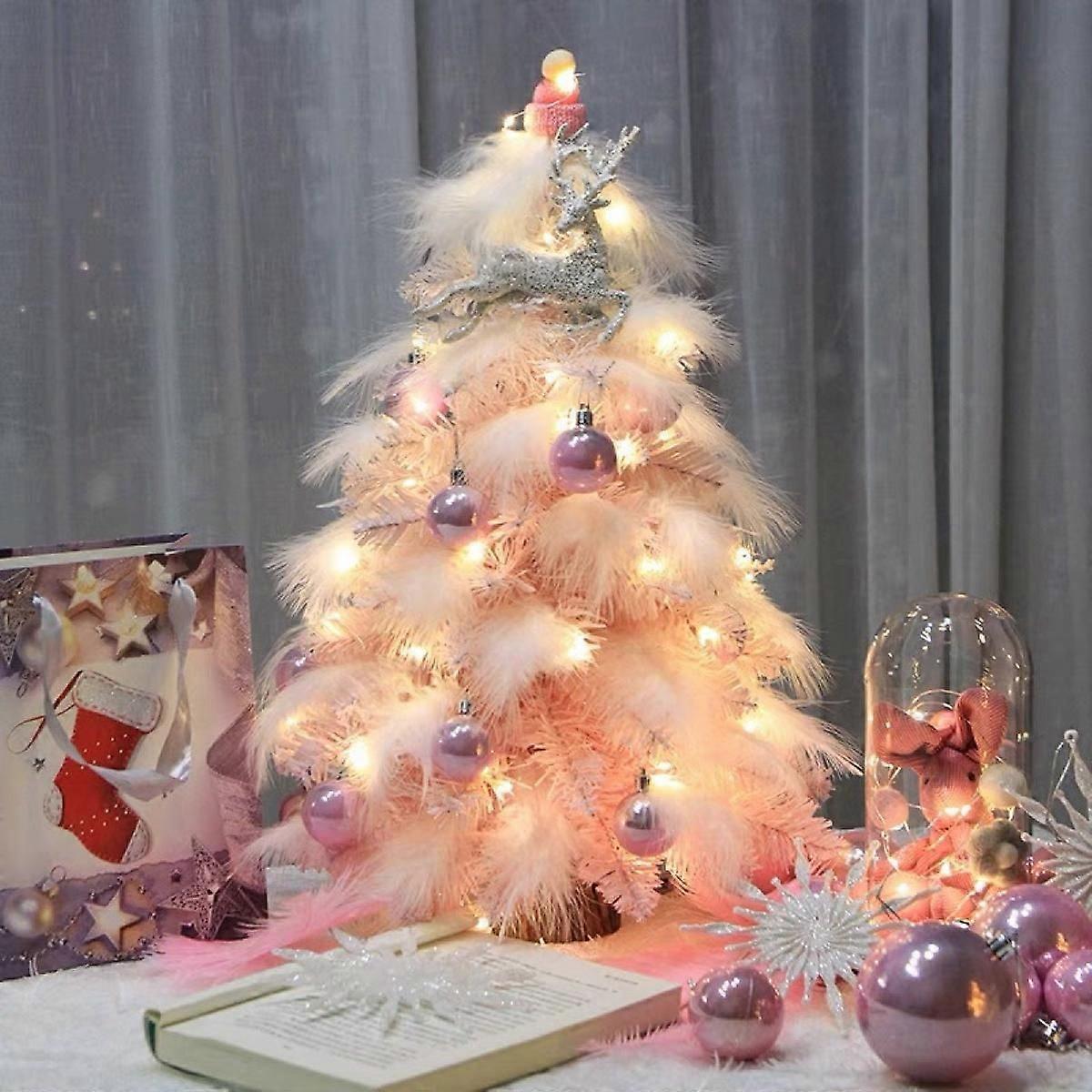 Rosa Feder Weihnachtsbaum, wiederverwendbare Tischplatte Weihnachtsbaum Weihnachtsbaum Weihnachtsschmuck-bis 45cm
