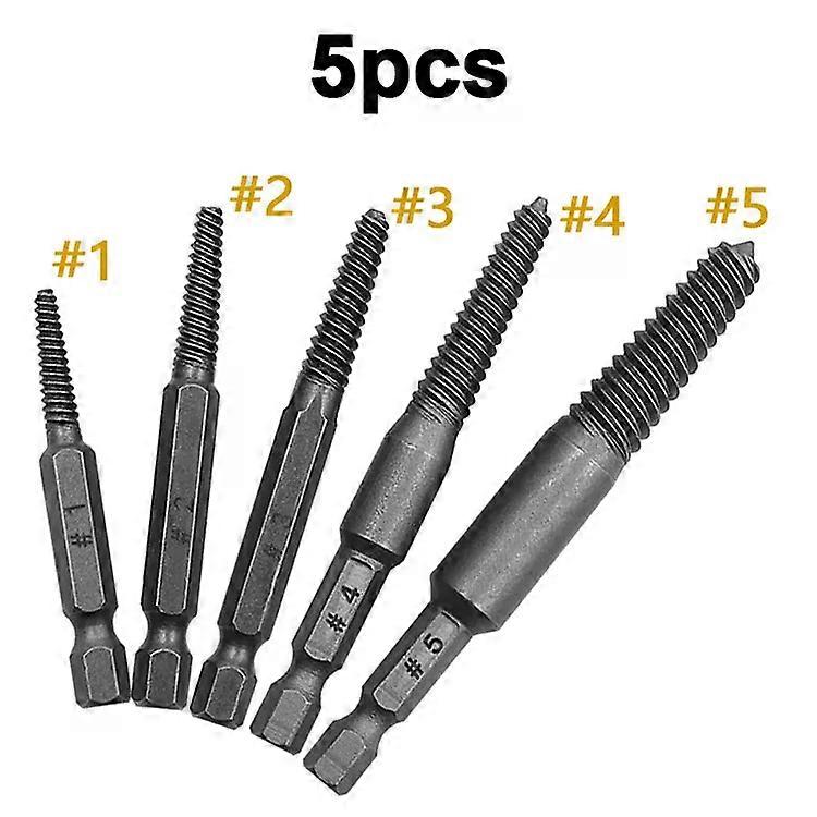5Pcs Screw Extractor Center Drill Bits Guide Set Broken Damaged Bolt Remover Hex Shank And Spanner For Broken Hand Tool