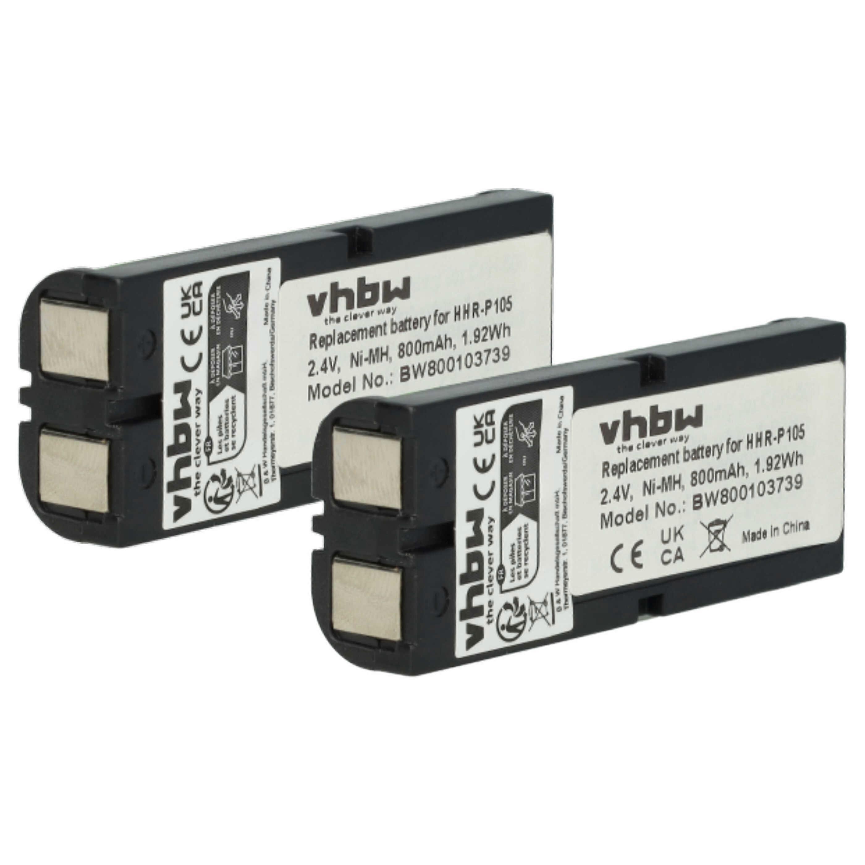 Batterie vhbw 2x compatible avec le téléphone fixe sans fil Avaya AP680BHP-AV, 3920 (800 mAh, 2,4 V, NiMH)