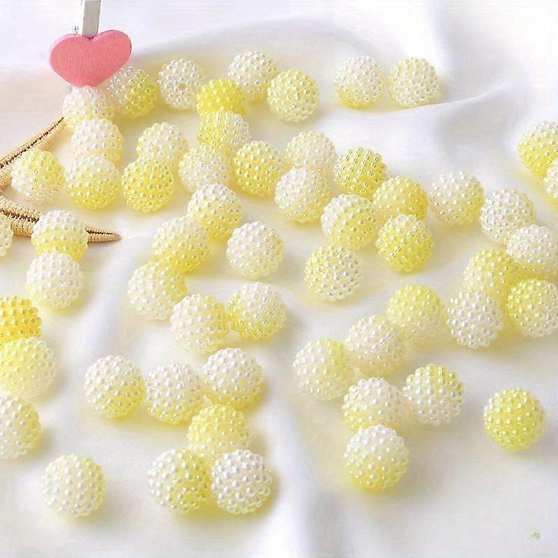 80pcs 12mm Two Tone Gradient Waxberry Ball Bead Circular Imitation Pearl Hair Accessory Woven Material Accessory Resin Berry Beads Assortment