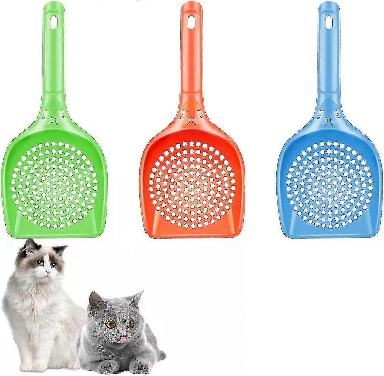 3 Pack Cat Litter Scooper with Comfortable Rubber, Long Handle for Pets and Kittens