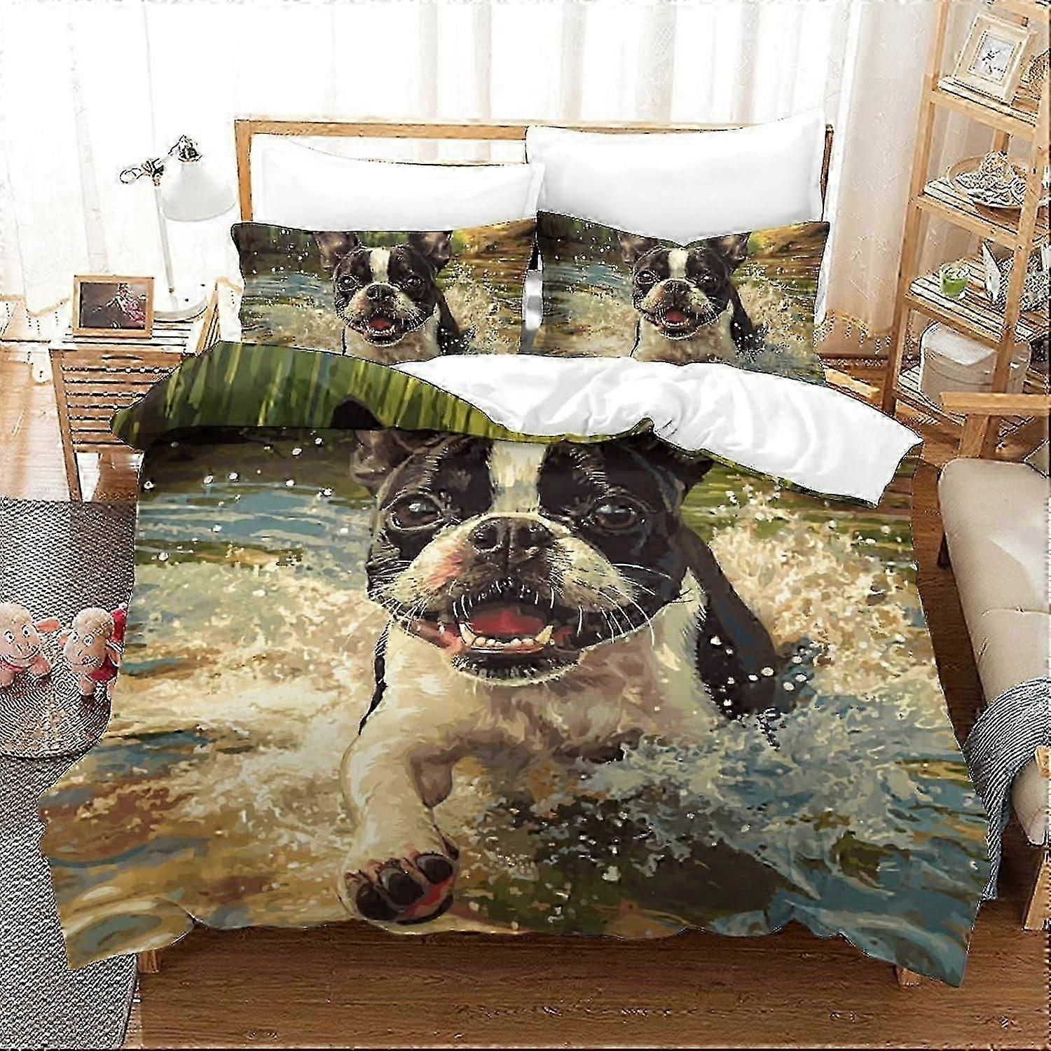 Capa de Quilt Impressa em 3D para Cães J425 3 Peças Conjunto de Cama para Quarto e Cama Macio Fácil de Cuidar com Fecho de ZíperFronhas para Crianças Meninas Meninos Adultos B