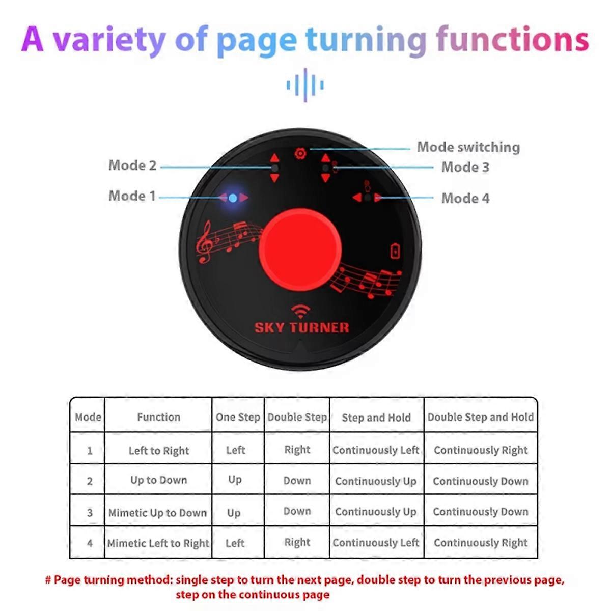 Pédale tourne-page sans fil, mini tourne-page musical portable