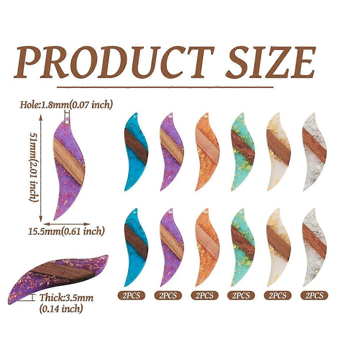 6 زوج سحر الراتنج الخشبي DIY أقراط سحر