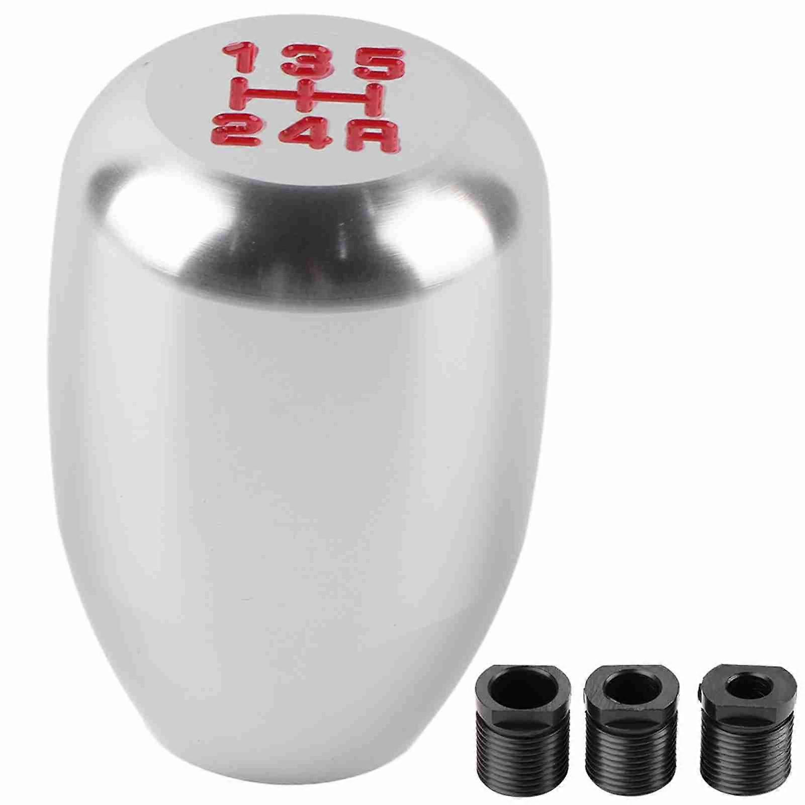 TKSE Gear Knob 5 Speed,Car 5 Speed Manual Gear Shift Knob Shifter Lever Stick with 3 Adapters 8/10/12mm (Silver)