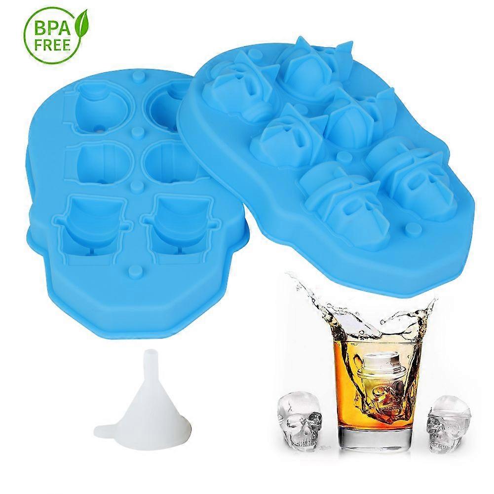 3D Skull Ice Cube Moulds,  Skull Ice Tray Food Grade Flexible Silicone Ice Cube Tray