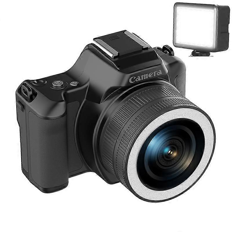 2K Ultra HD Mini Digital Portable Camera Black+Fill Light