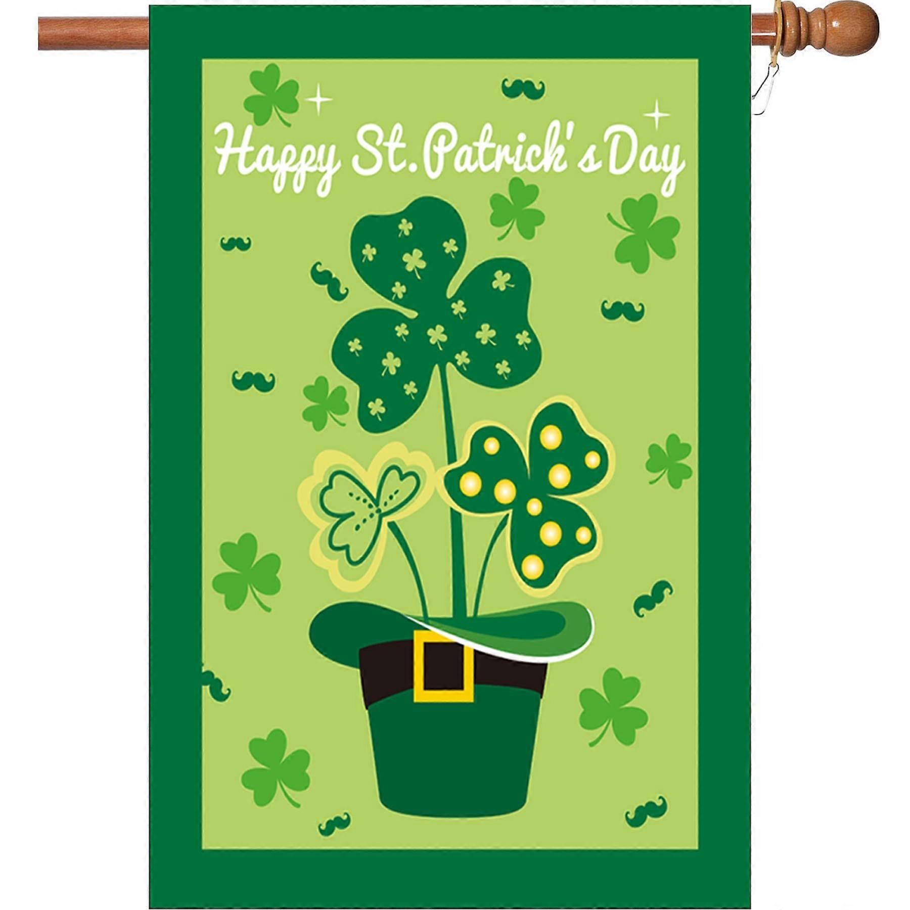 St Patrick Day Flag, Clover/Hat St Patrick Flag 28 x 40 -inch double -sided 2 Grommet