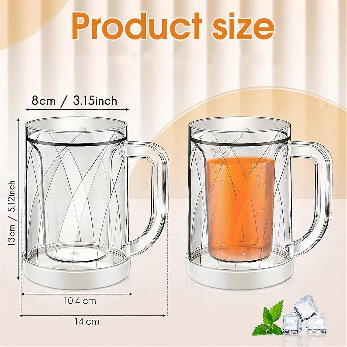 4 Pcs Frozen Beer Mugs for Freezer Double Wall Gel Frosty Mugs