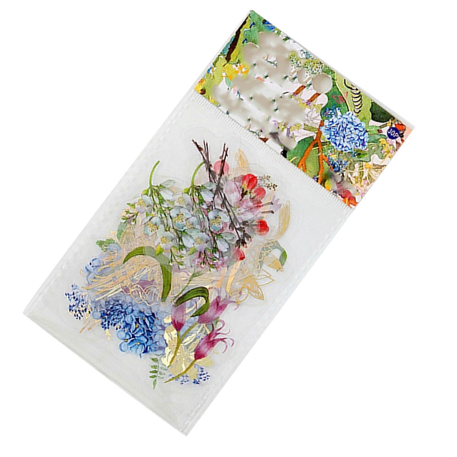30 Sheets Flower Decals Different Styles Easy to Use Waterproof PET Bright Colors PET Plants Stickers for Scrapbook DIY 
