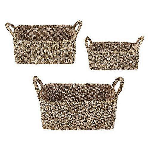 4 Baskets Seagrass Basket Storage Organizer for Home Large Medium Small Rectangle Mini