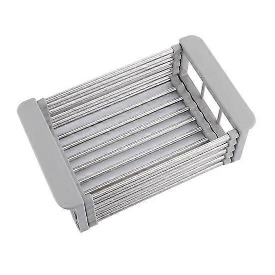 Stainless Steel Drain Rack Retractable Design Large Capacity Rust-Proof Corrosion Resistant Kitchen Sink Hollow Drain Rack Organizer