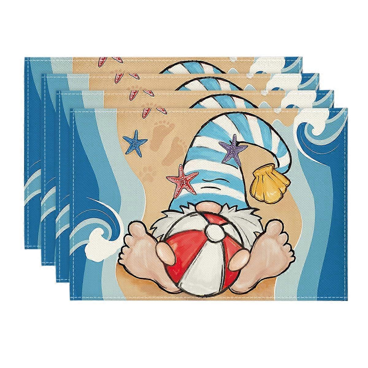 Beach Ball Summer Placemats Set of 4, 12x18 Inch, Sagittarius Design Kitchen Table Mats for Parties