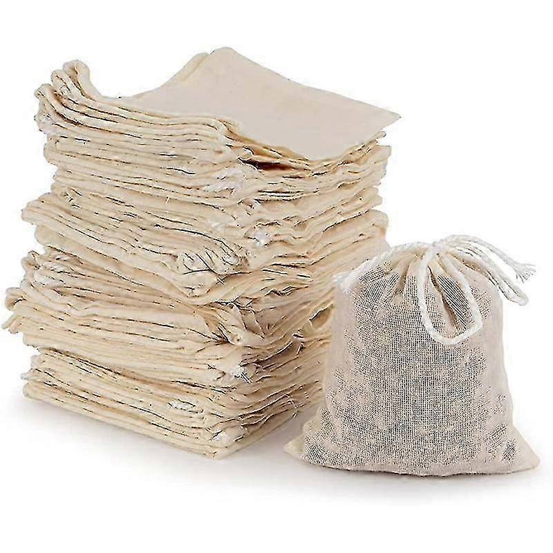 Reusable Cotton Muslin Bags, 50 Pack with Drawstring