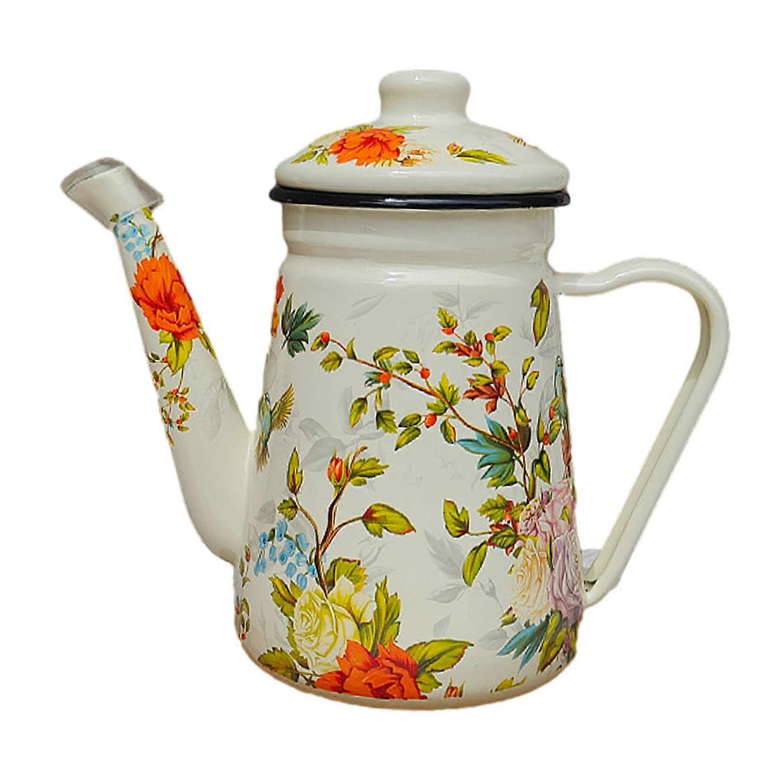 Enamel Kettle 1.2L Large Capacity Sturdy Multiuse Juice Jar Milk Jug Water