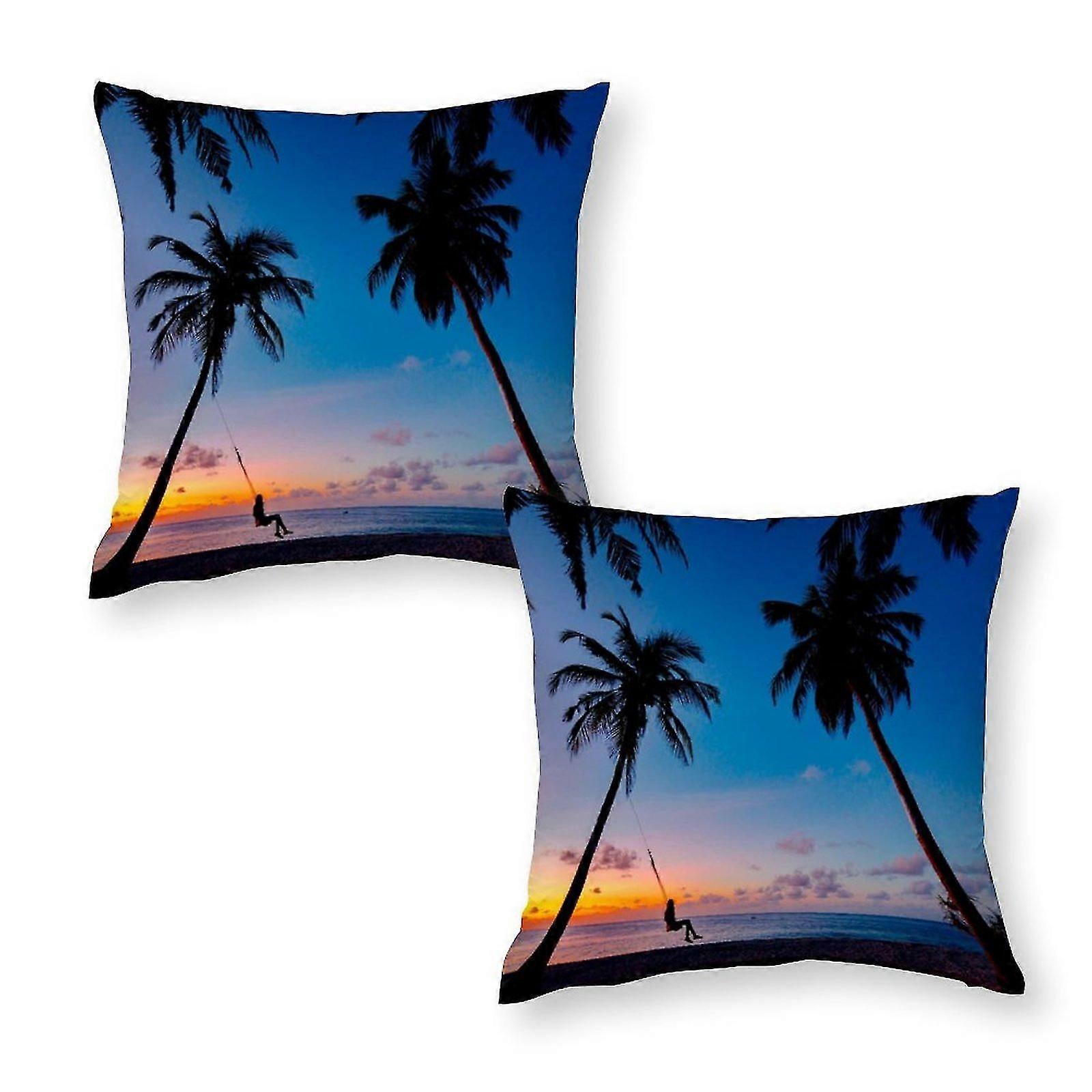 Person On A Swing Throw Pillow Covers Set