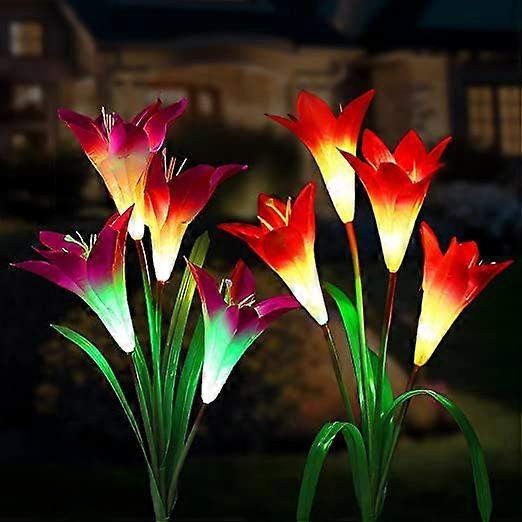 2stk solcellelys udendørs have IP65 solcelle blomsterlys