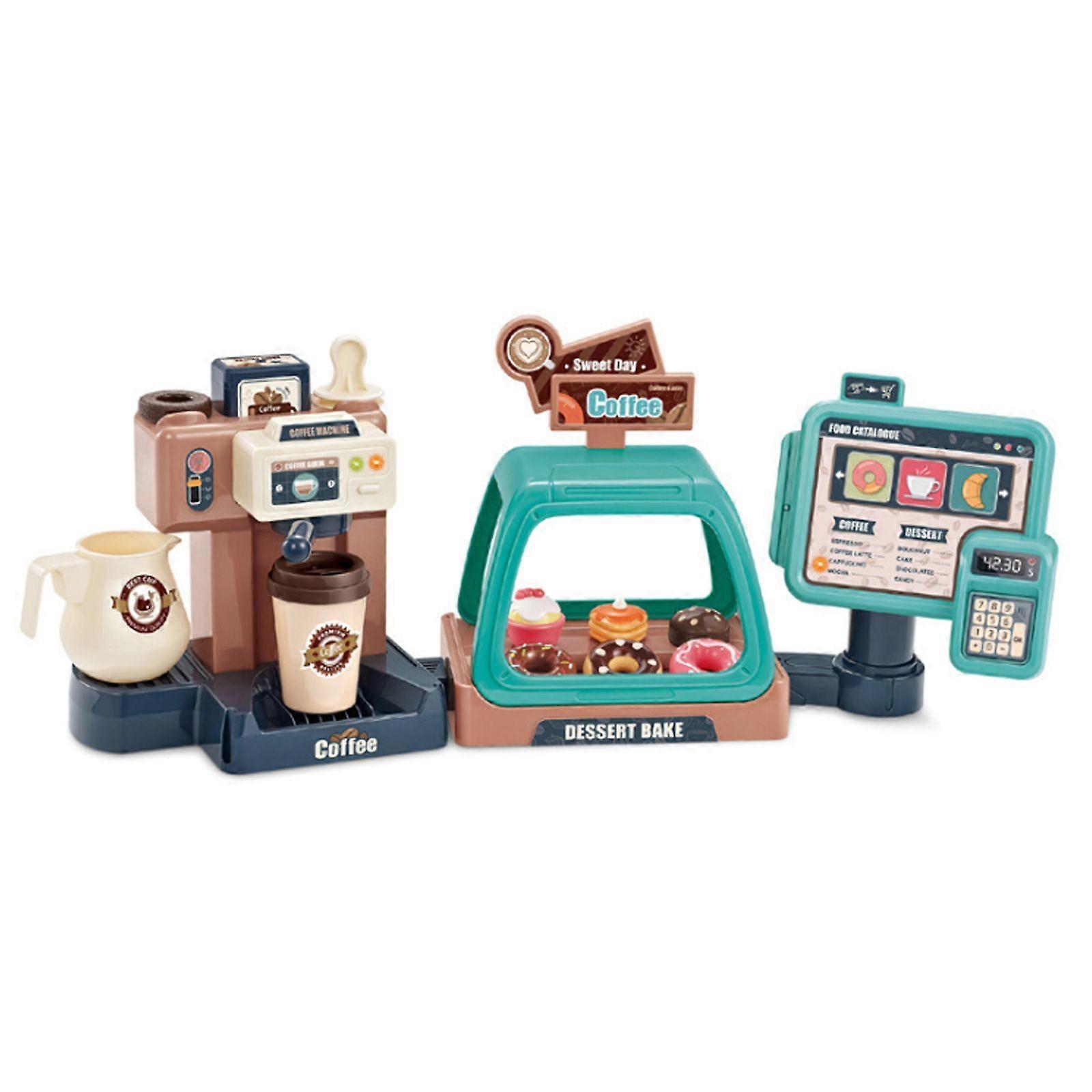New Upgrade Coffee Machine Toy Simulation Sound And Light Water Supermarket  Players 2 In 1 With Voice Puzzle For Kids Kitchen Toys
