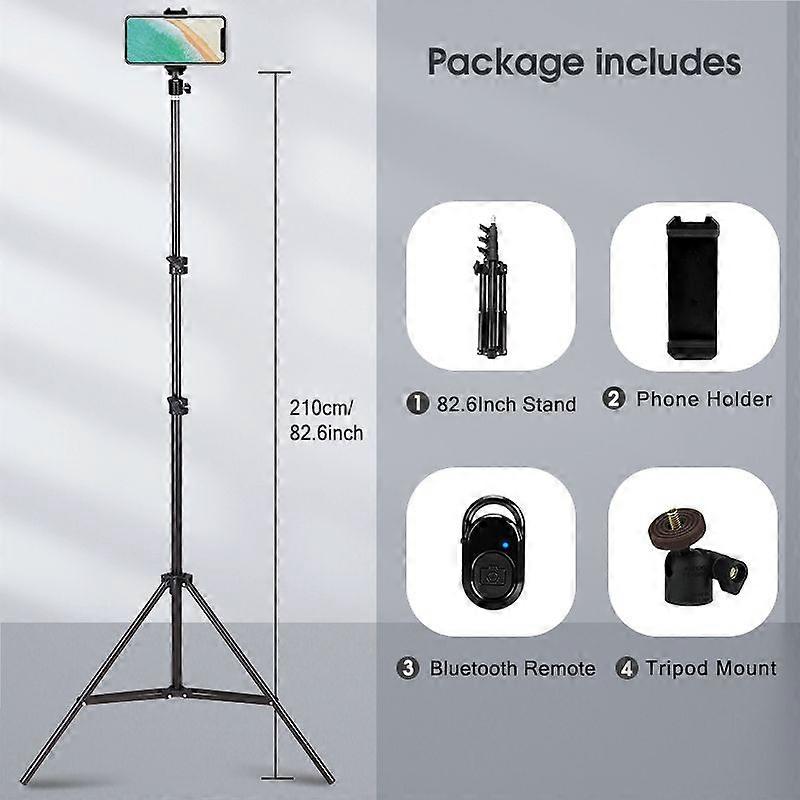 Universal Phone Tripod Stand Aluminum Selfie Stick with Remote Compatible with All Phones Tablet Cameras for Vlog YouTube Live