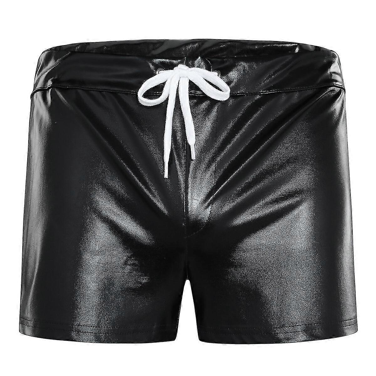 Mens Shiny Leather Shorts